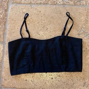 JOHN GALT Brandy Melville Black Linen Blend Bandeau Top Size One Size